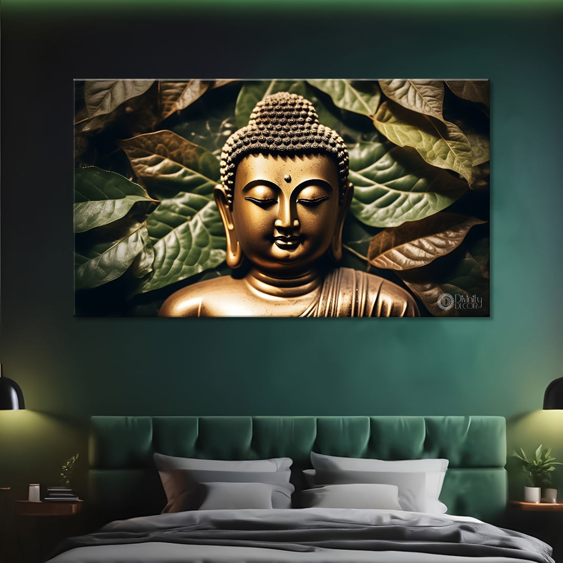 Buddha with dark stone textured painting Canvas Wall Painting - Buddha-2