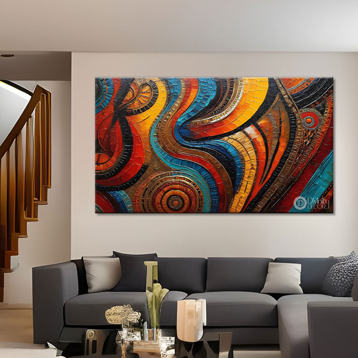 Colorful Textured Modern art Canvas Painting - Design - Modern-L-4