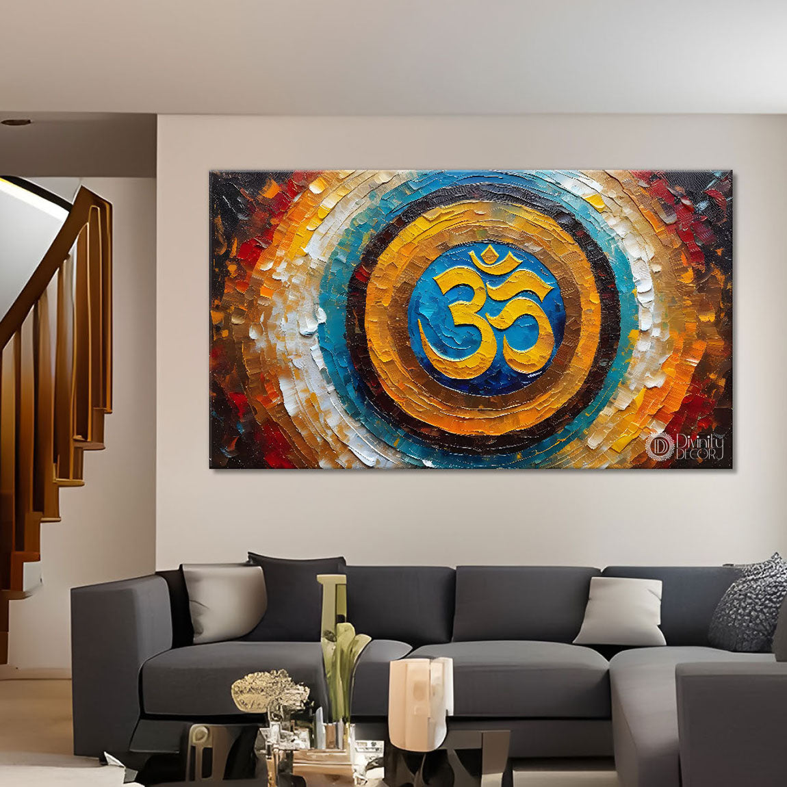 Colorful Textured om art Canvas Painting - Design - Modern-L-5