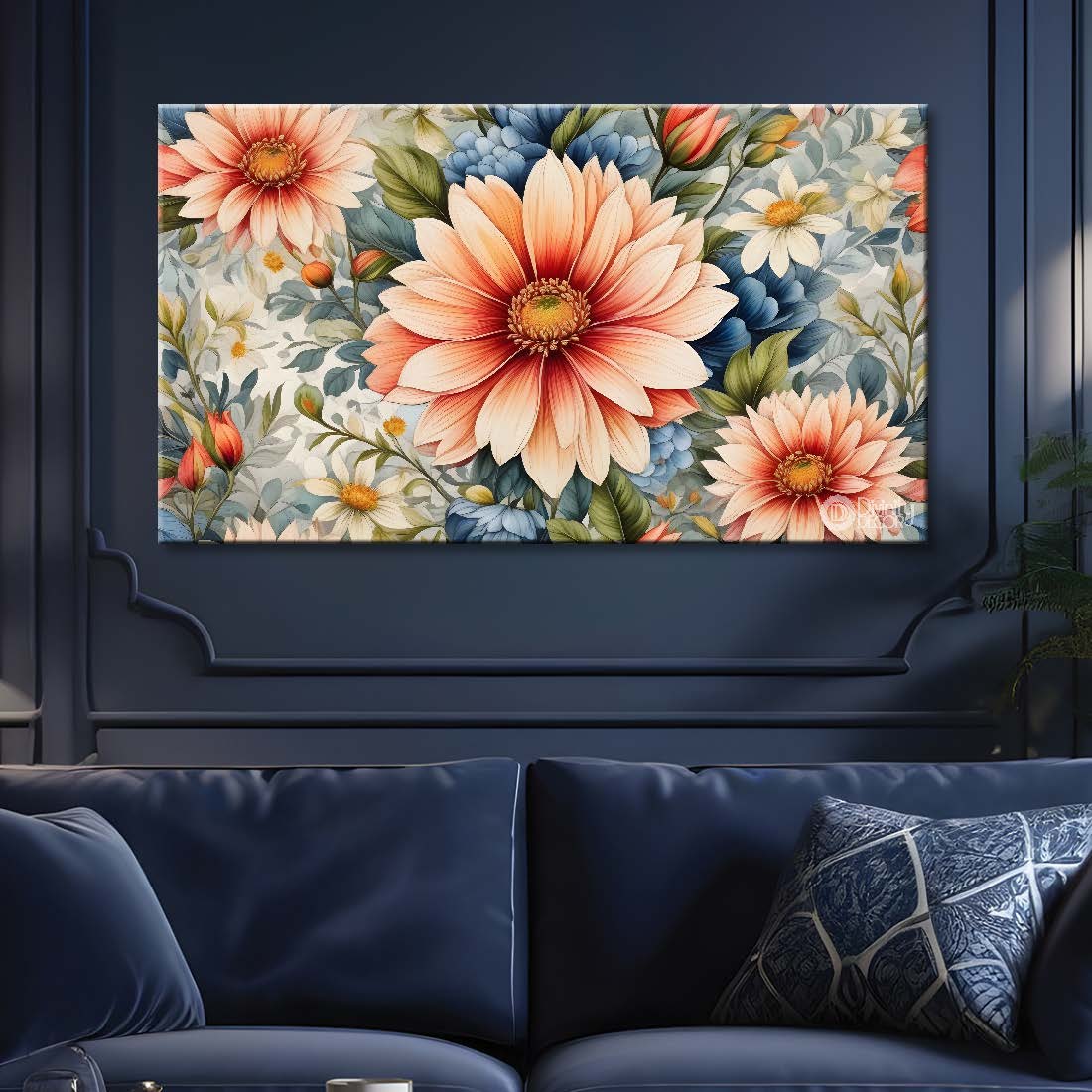 Pink flowers with light textured painting - Design - Flower-6