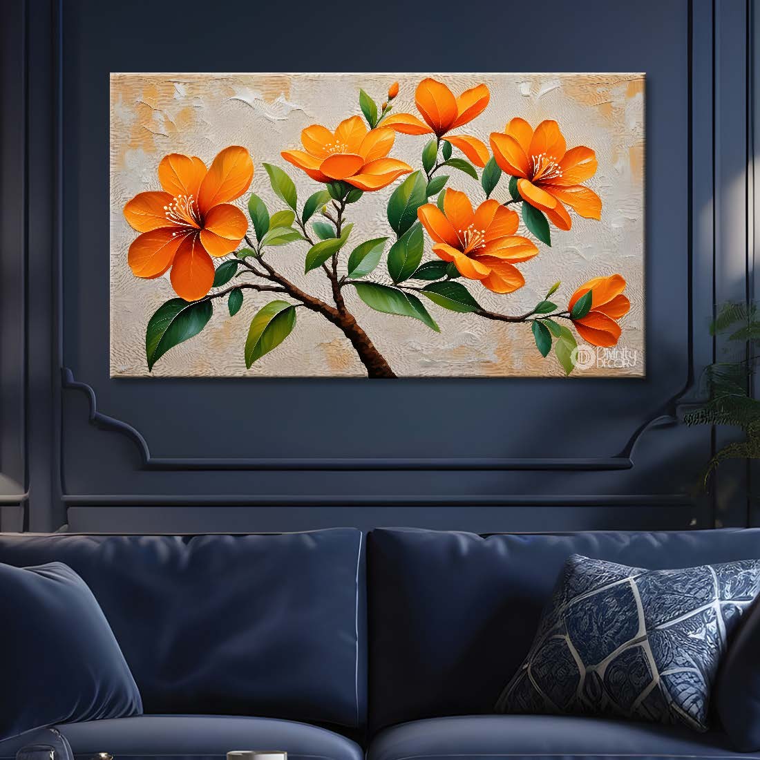 Orange flowers with light textured painting - Design - Flower-7
