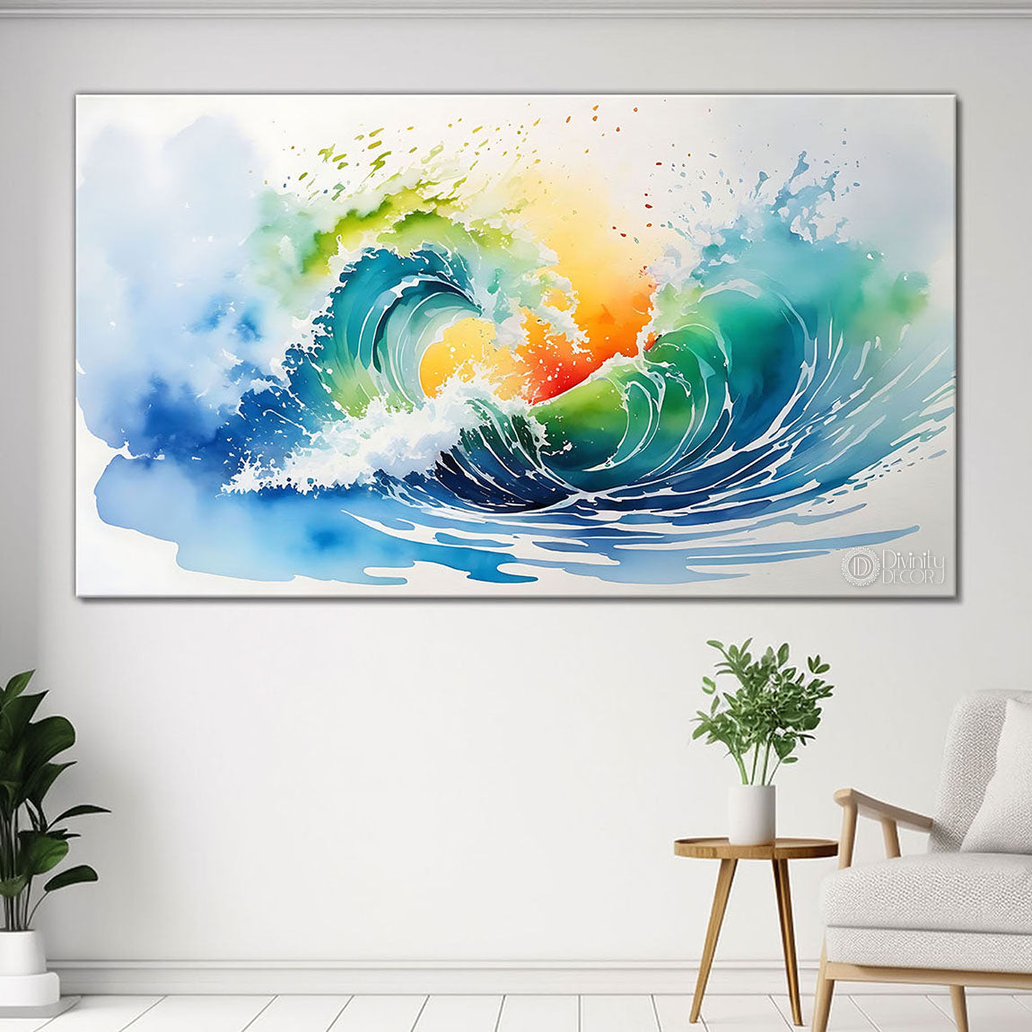 Colorful textured water color painting Canvas Painting - Nature Art -8
