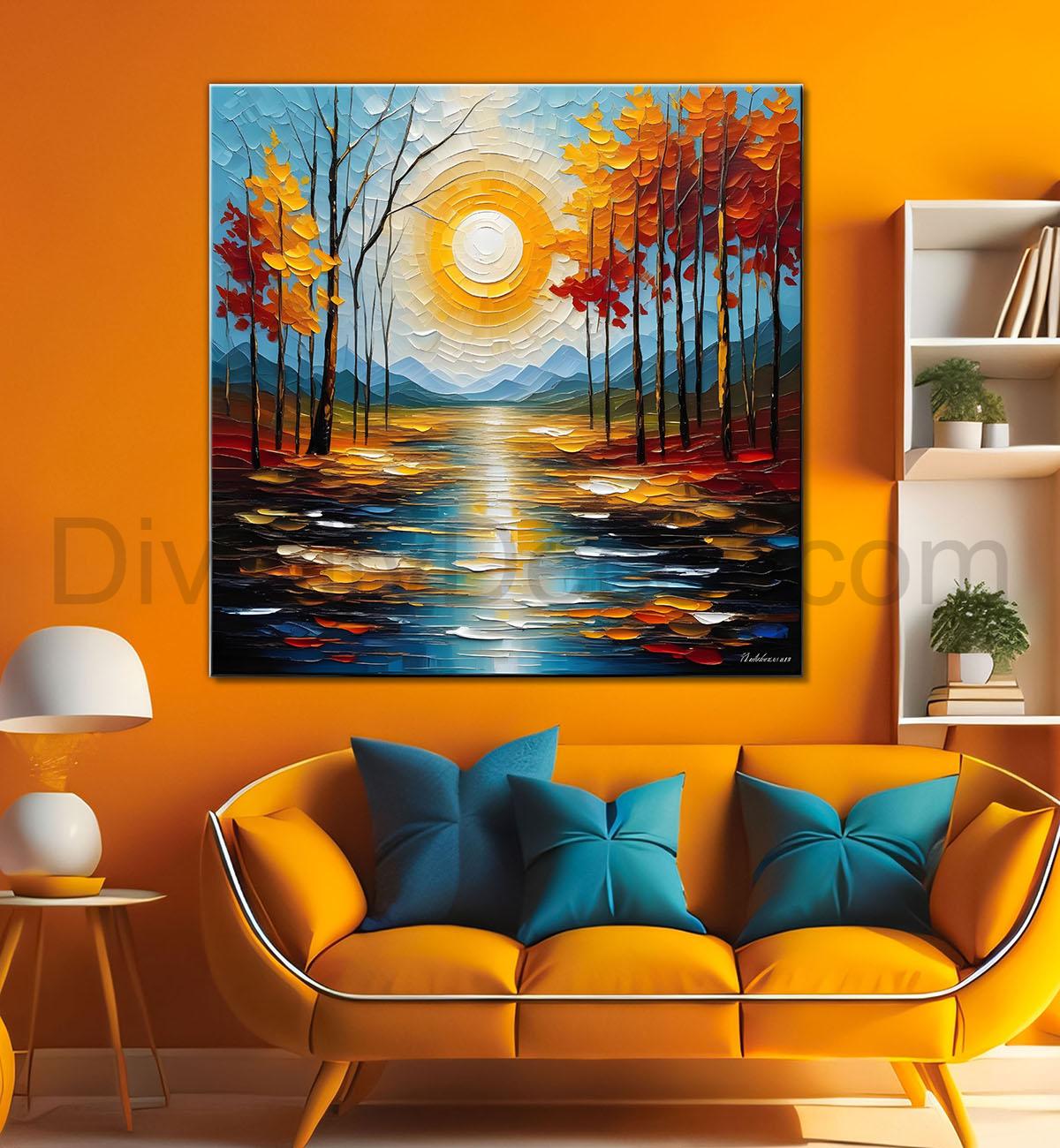 Colourful textured painting Canvas Painting 24X24 - Nature Art -S-8