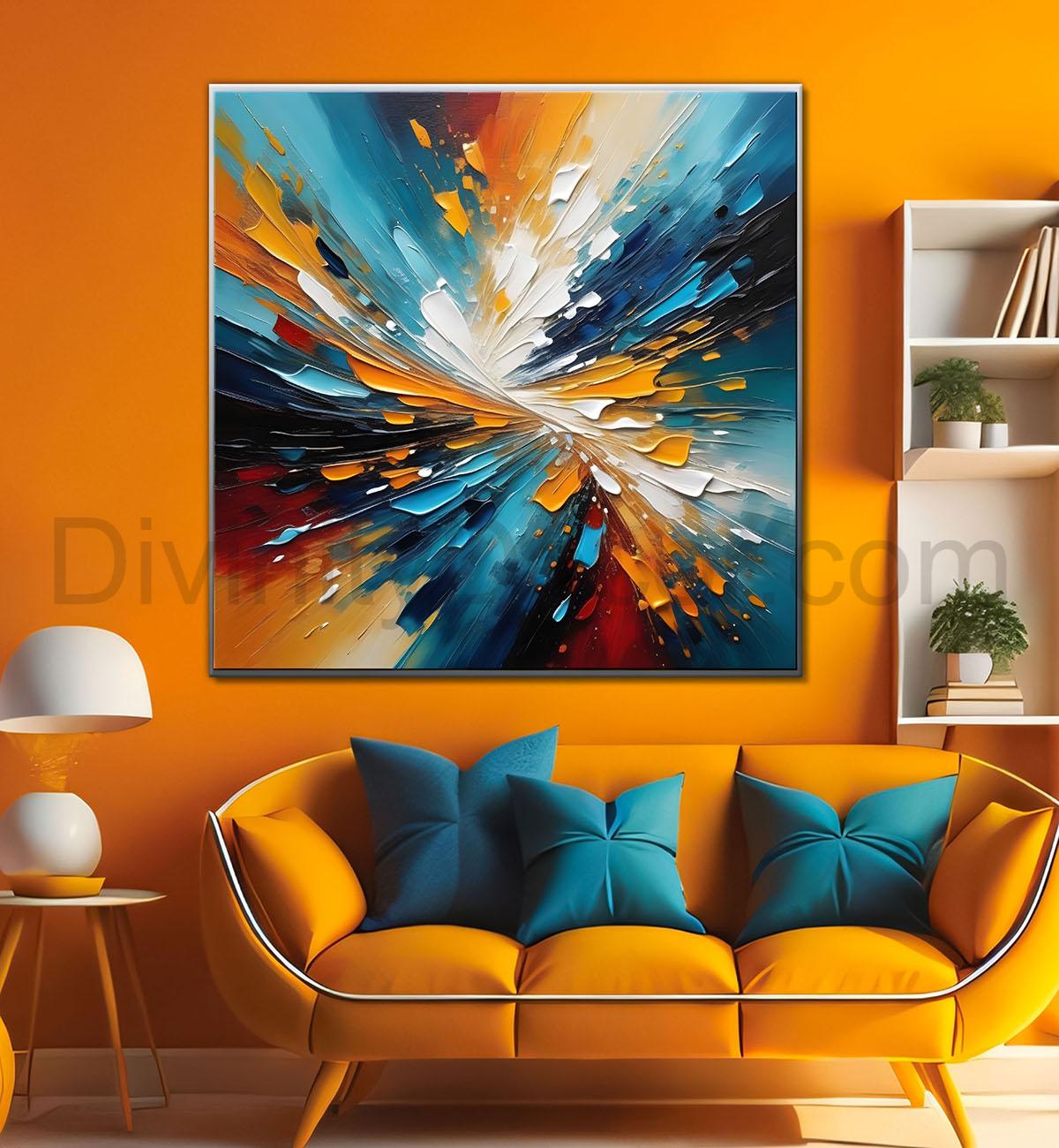 Colourful textured painting Canvas Painting 24X24 - Nature Art -S-9