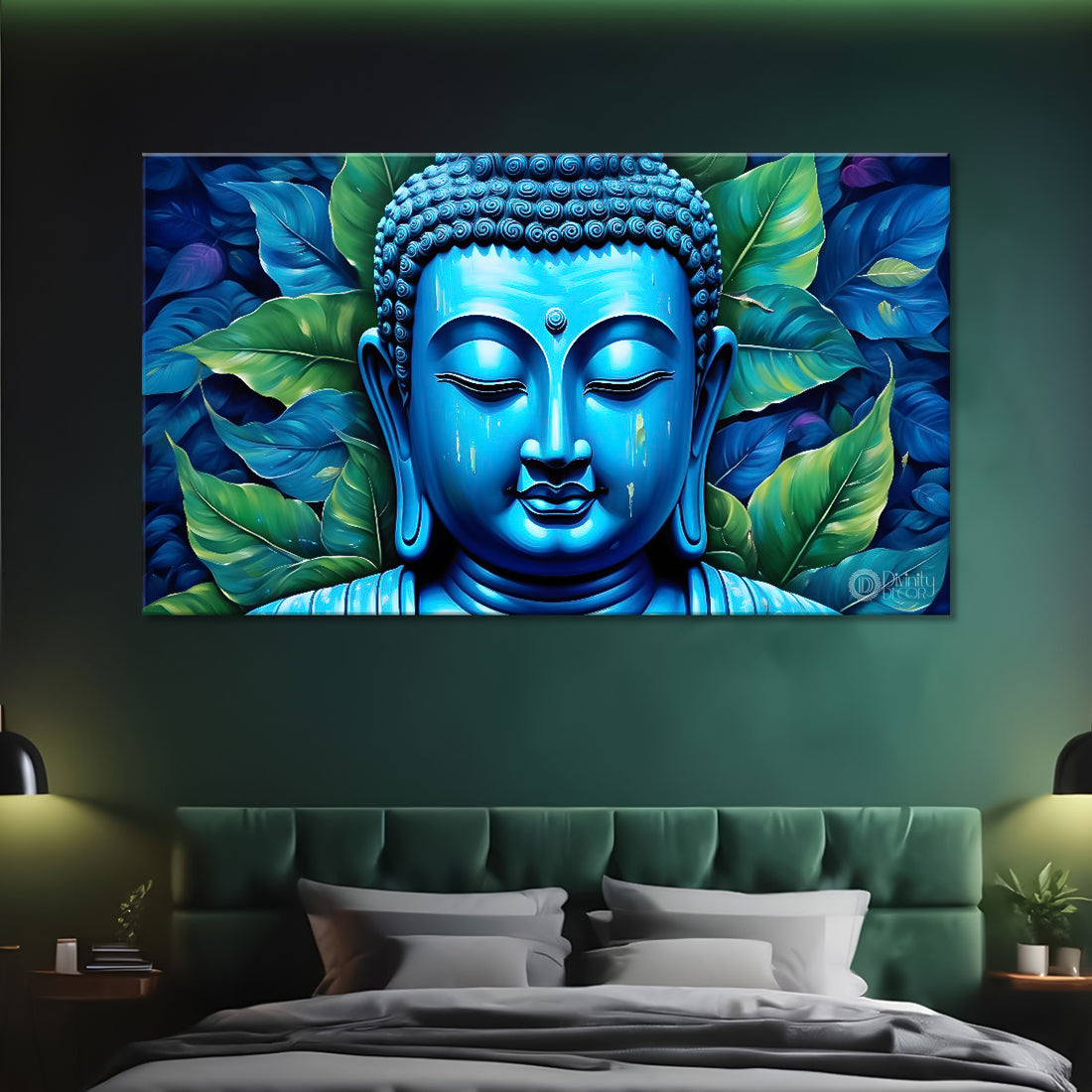 Buddha with light blue textured painting Canvas Wall Painting - Buddha-11