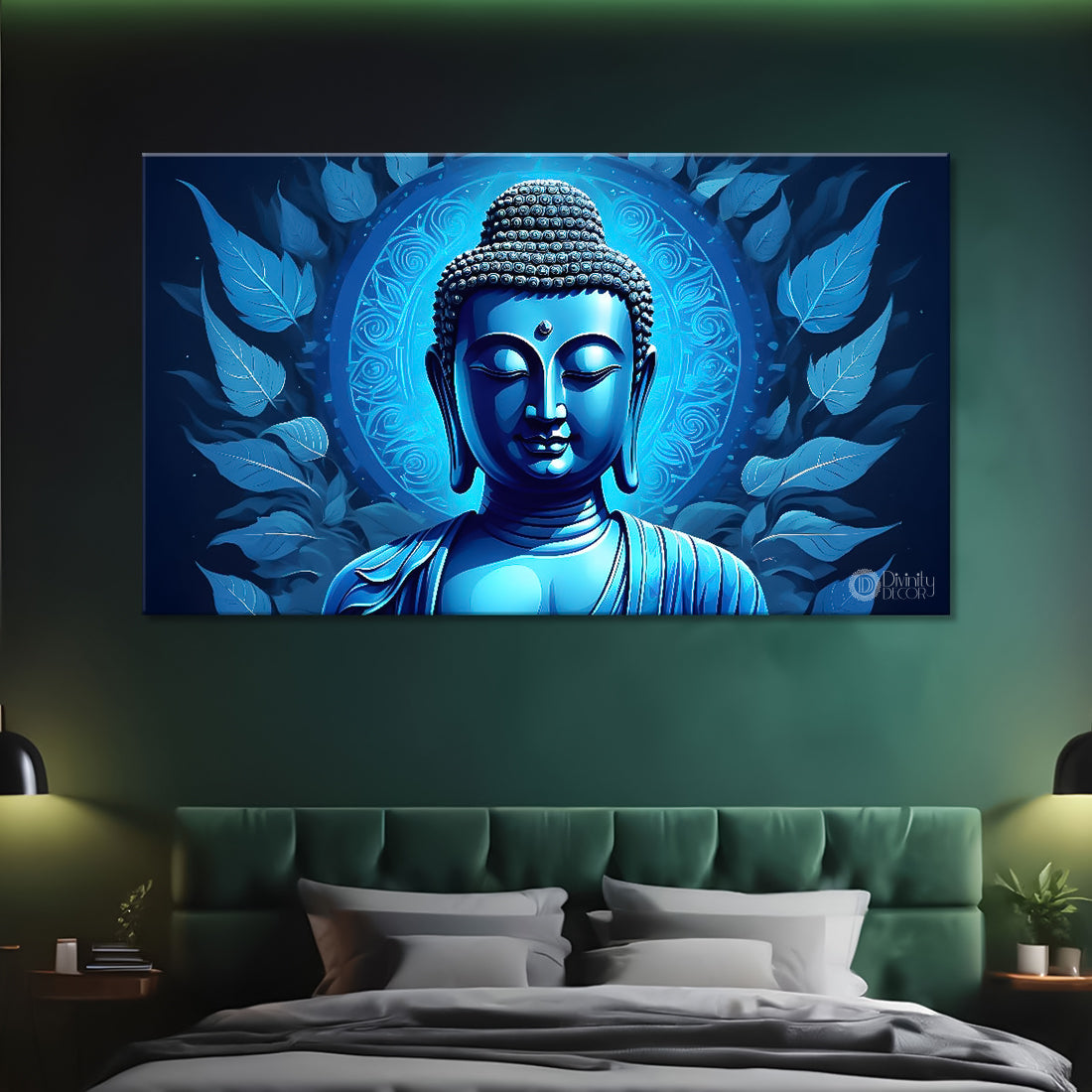 Buddha with light blue textured painting Canvas Wall Painting - Buddha-12