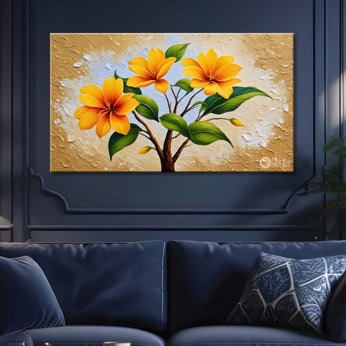 Yellow flowers with light textured painting - Design - Flower-13
