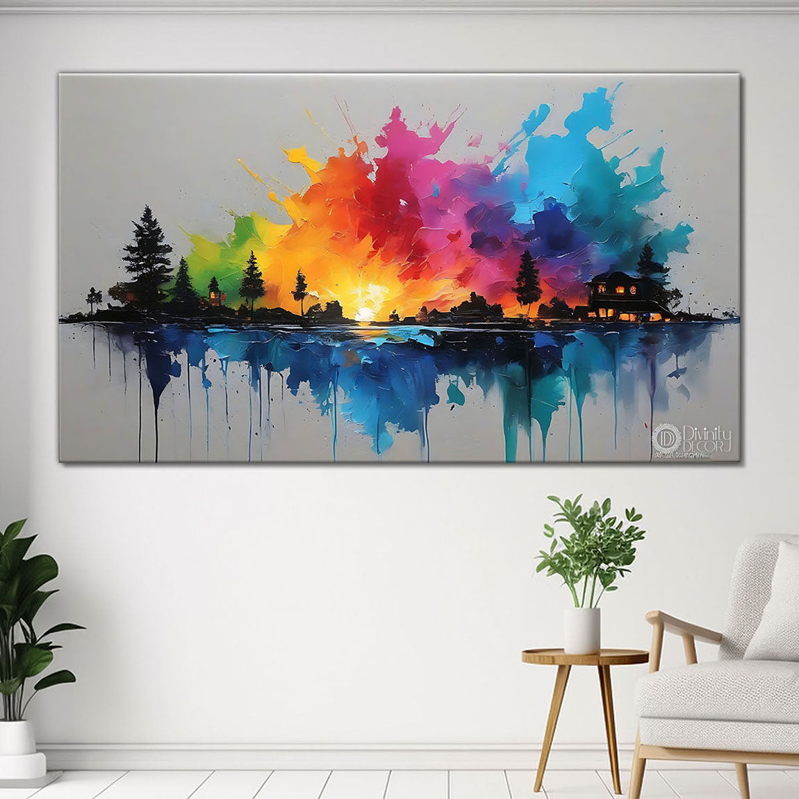 Colorful textured water color painting Canvas Painting - Nature Art -13