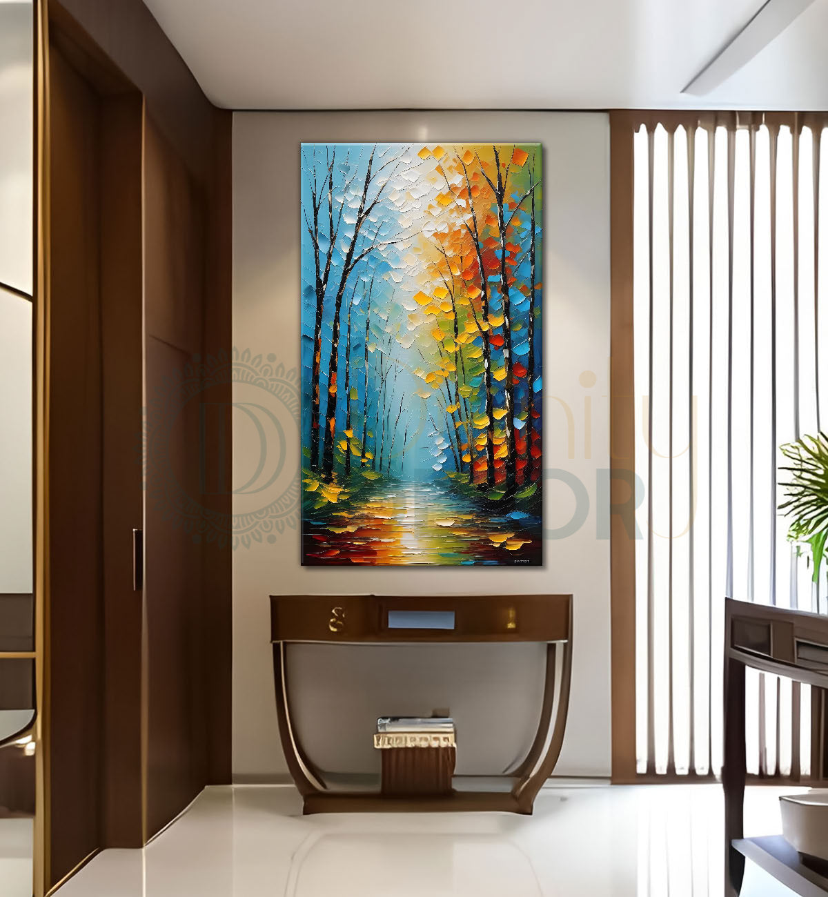 Colourful textured trees  natural art Canvas Painting - Nature Art -V-14