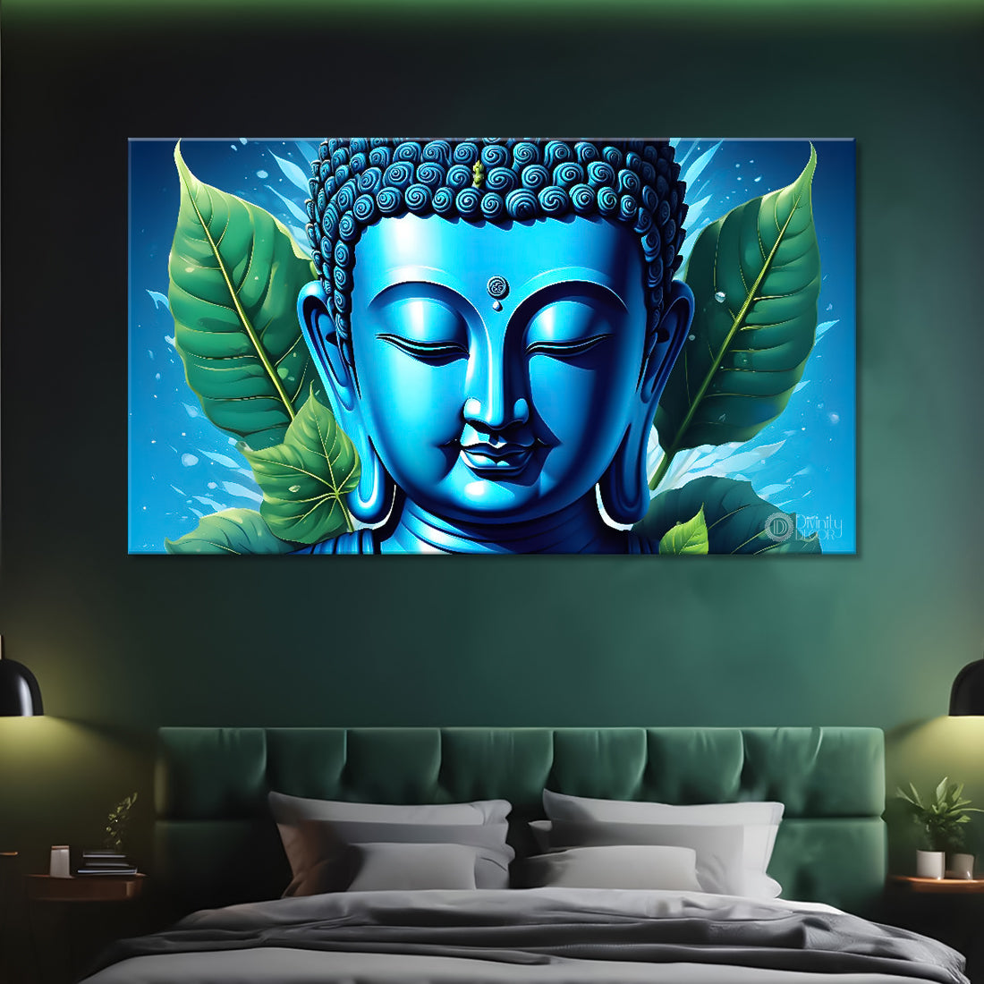 Buddha with light blue textured painting Canvas Wall Painting - Buddha-14