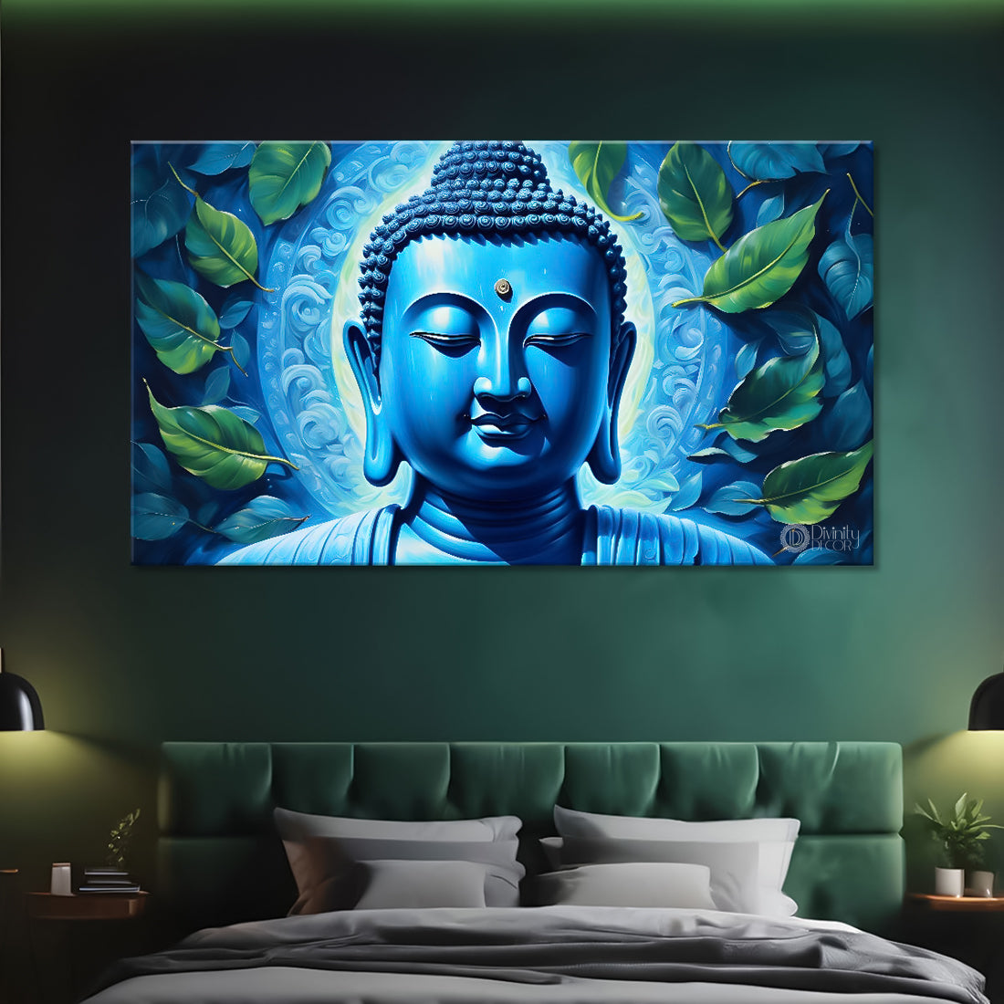 Buddha with light blue textured painting Canvas Wall Painting - Buddha-15
