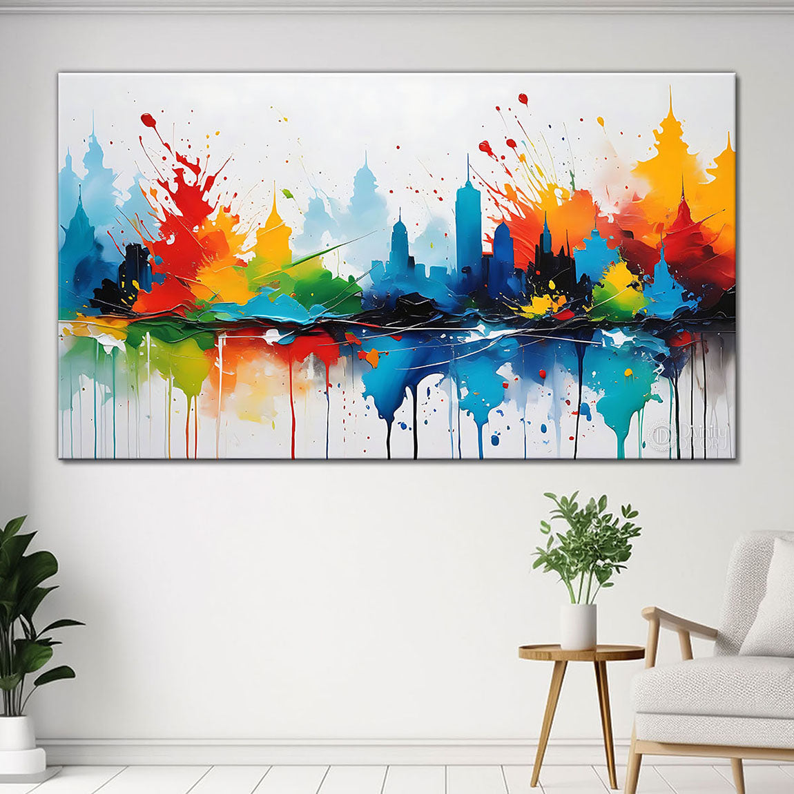 Colorful textured water color painting Canvas Painting - Nature Art -17