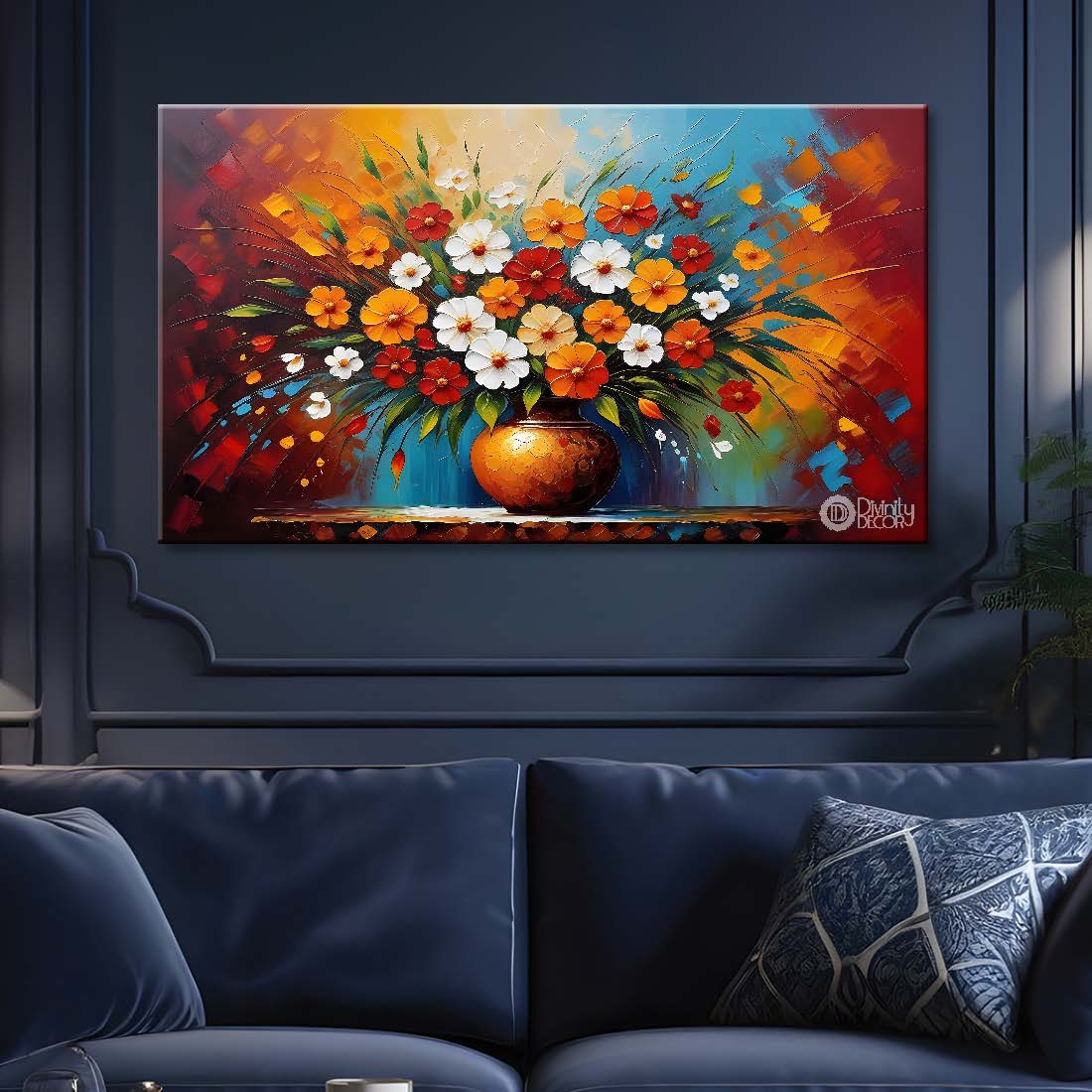 Colorful flowers textured painting - Design - Flower-17