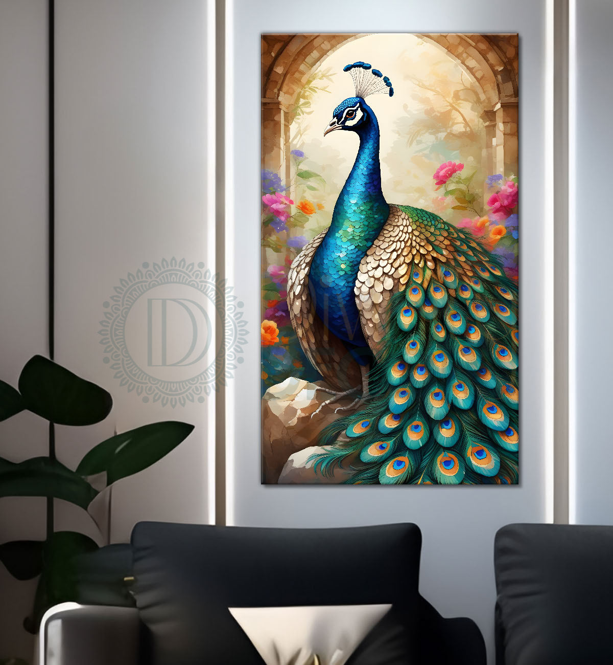Peacock with bright texutred modern art Canvas Painting - Design - Peacock-V-1