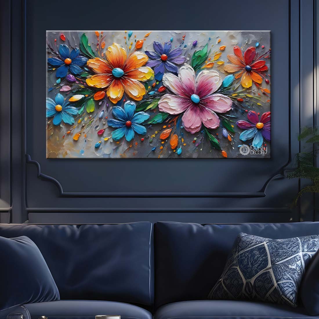 Colorful flowers textured painting- Design - Flower-21