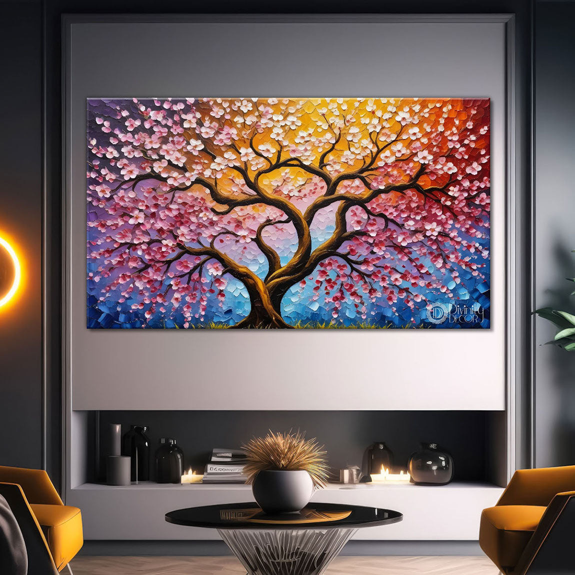 Summer tree in textured oil painting Canvas Painting - Design - Tree-22