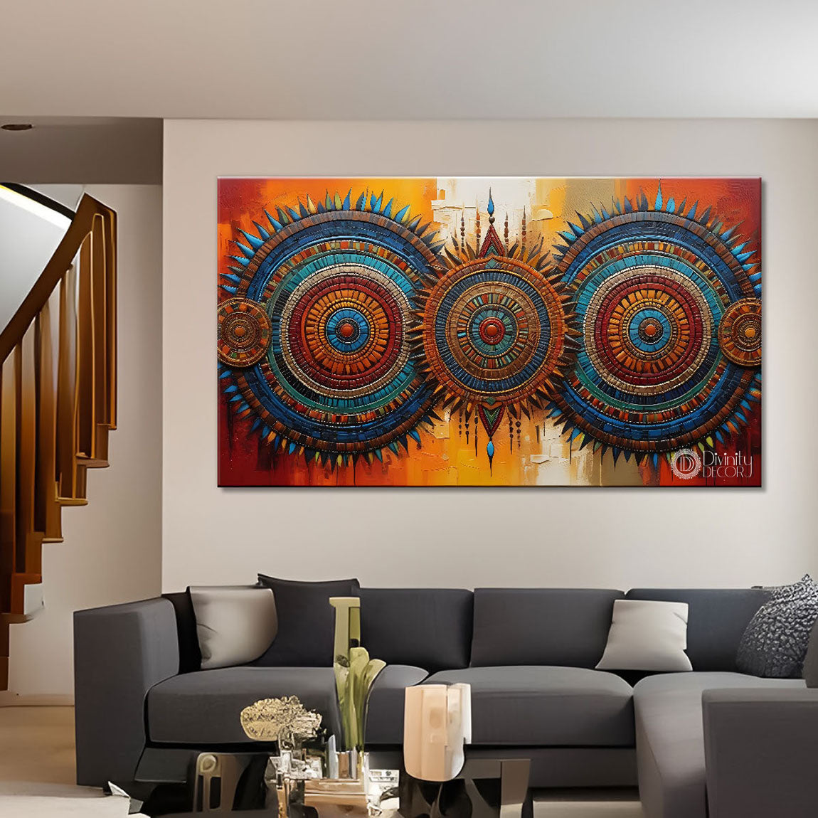 Colorful ring pattern modern art Canvas Painting - Design - Modern-L-23
