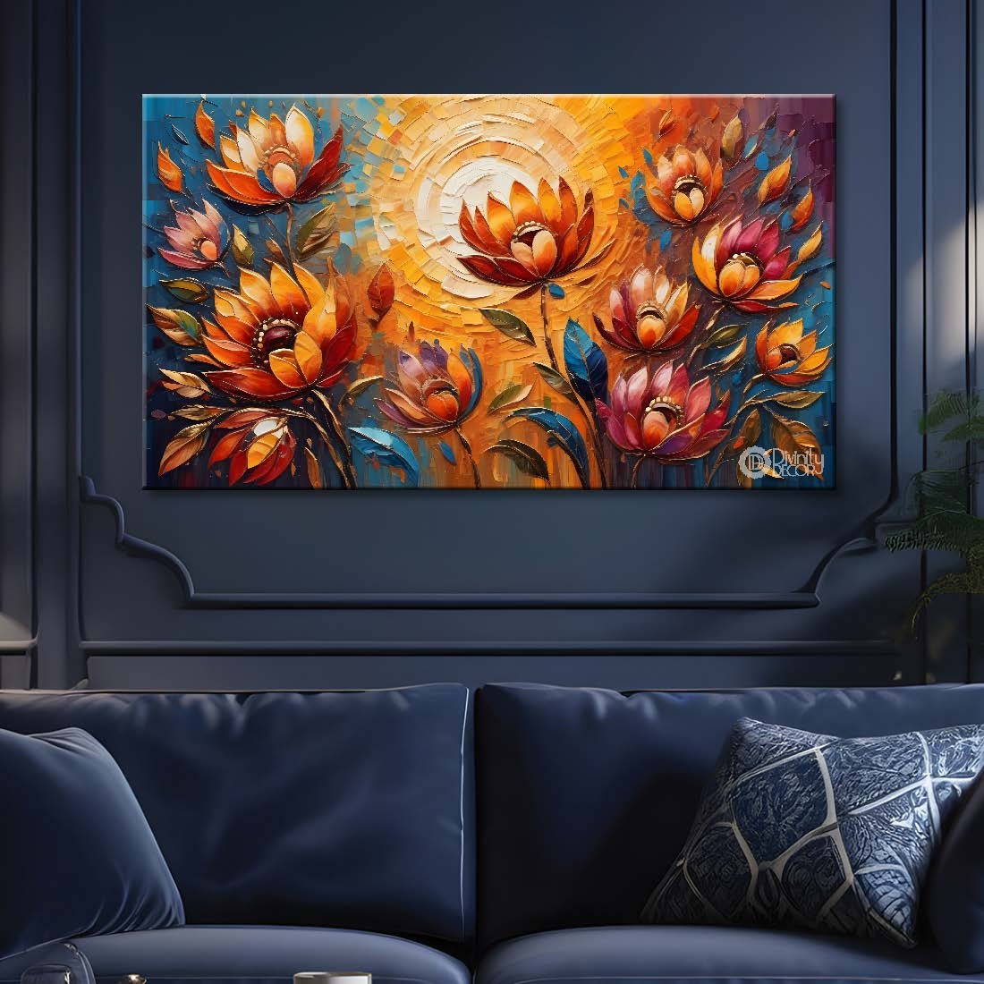 Orange flowers with light textured painting- Design - Flower-24