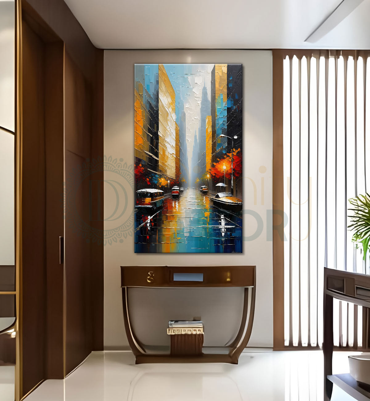 Cars on a roadin city background texutred natural art Canvas Painting - Nature Art -V-25