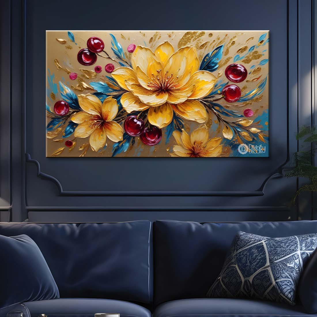 Yellow flowers textured painting- Design - Flower-25