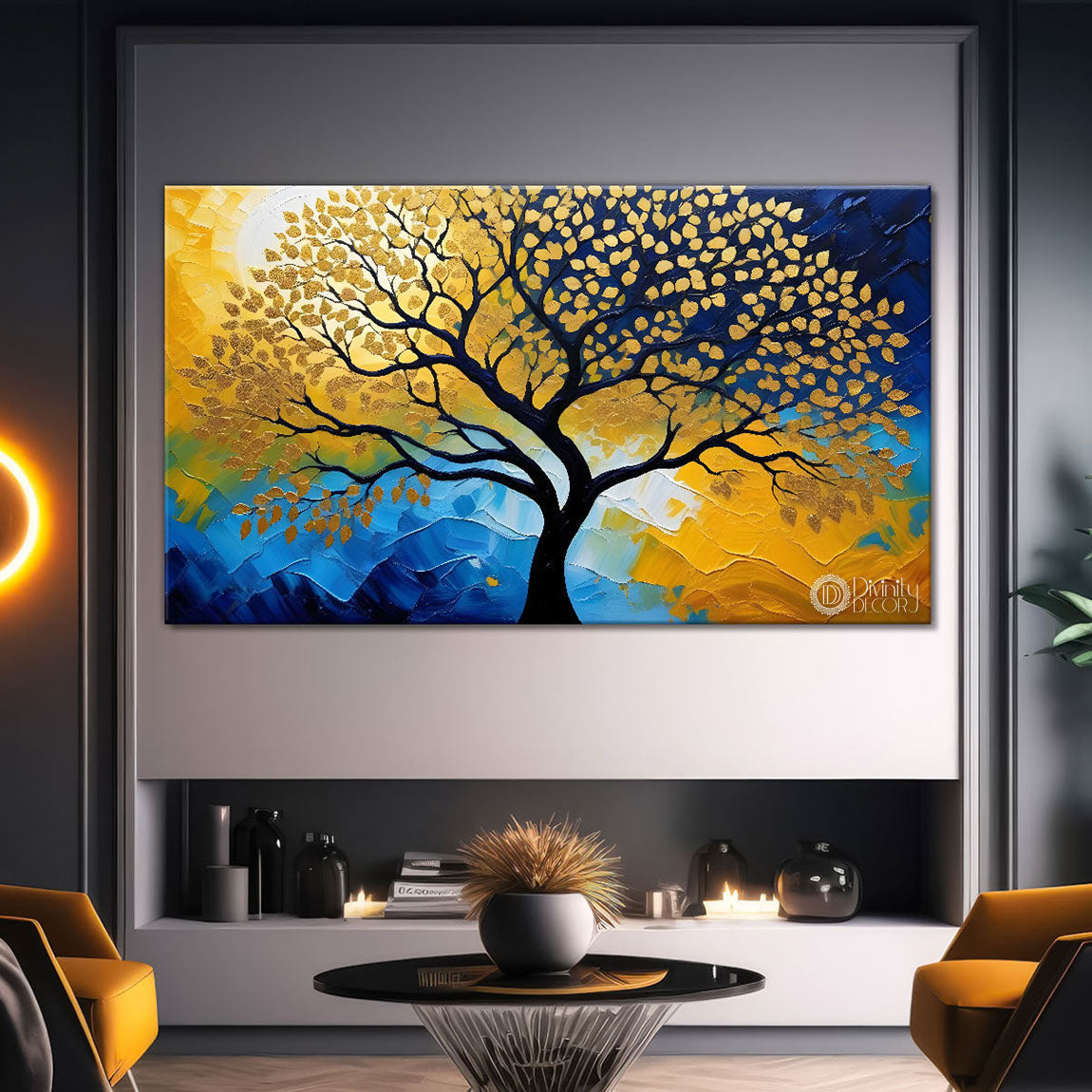 A tree in colors textured oil painting Canvas Painting - Design - Tree-27