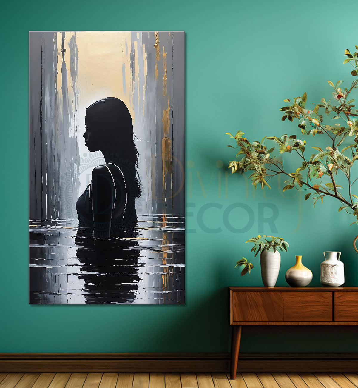 Woman shadow with grey background Canvas Painting - Design - Modern-V-2