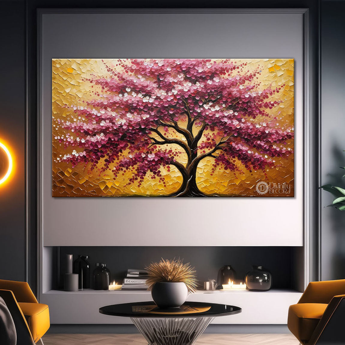Summer tree in textured oil painting Canvas Painting - Design - Tree-32