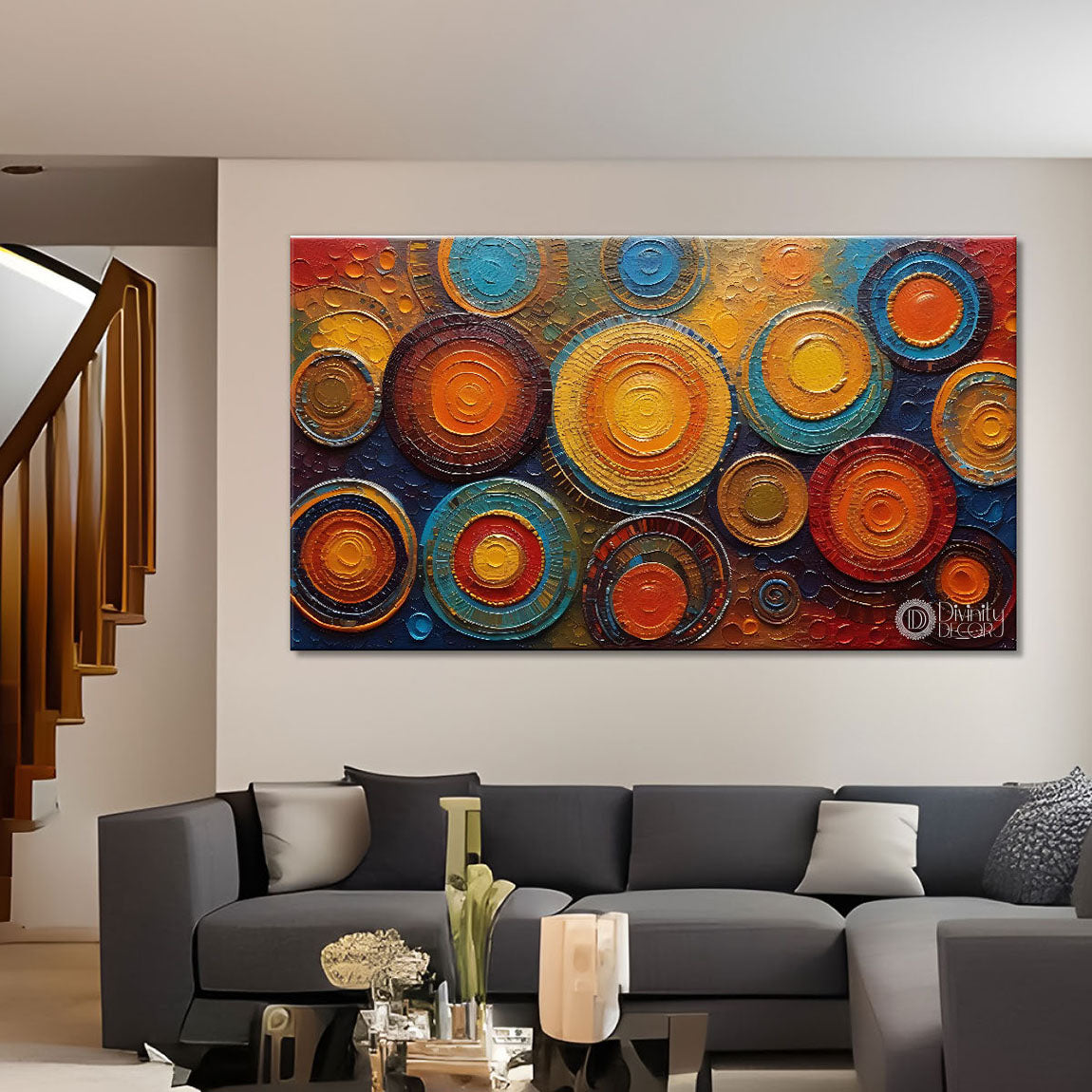 Colorful spiral Textured art Canvas Painting - Design - Modern-L-35