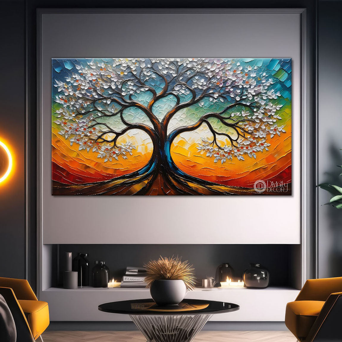Dark textured tree modern art Canvas Painting - Design - Tree-37