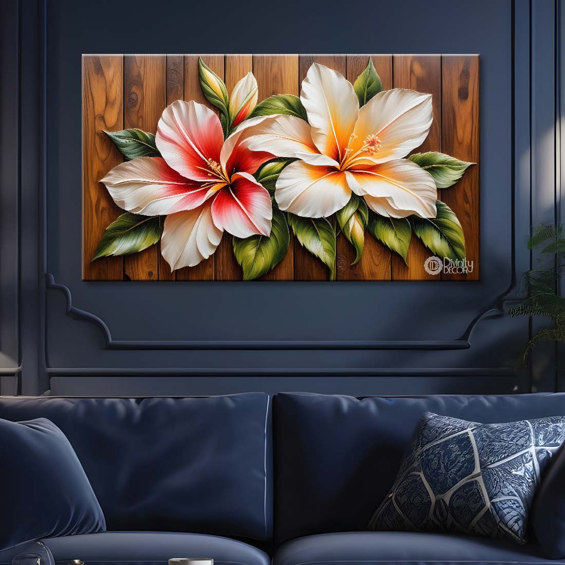 White flowers with light textured painting- Design - Flower-37