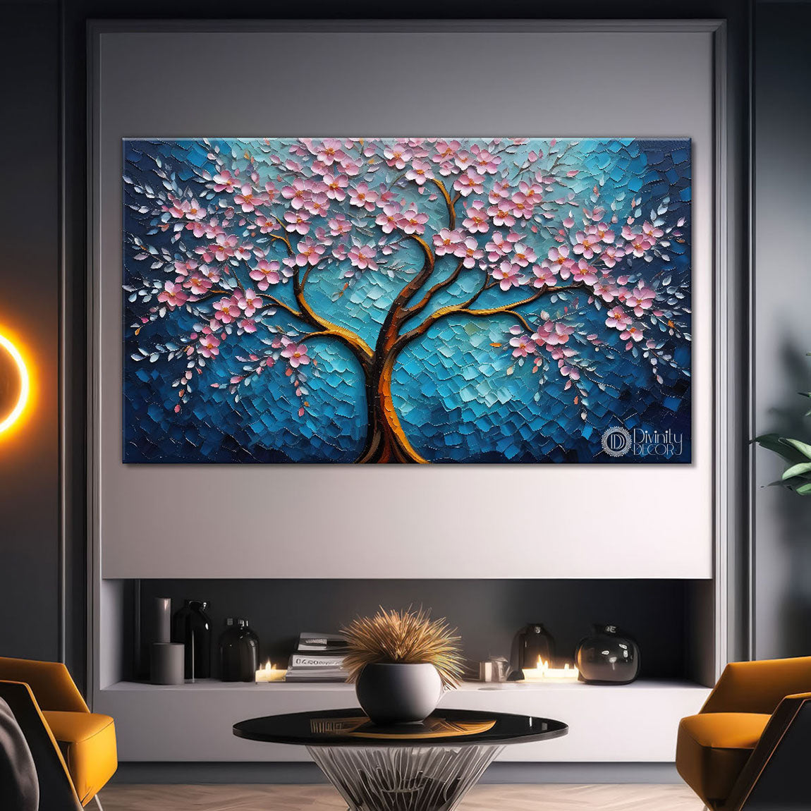 Spring tree in textured modern art Canvas Painting - Design - Tree-38