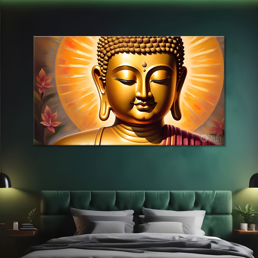 Golden buddha with yellow chakra painting Canvas Wall Painting - Buddha-39
