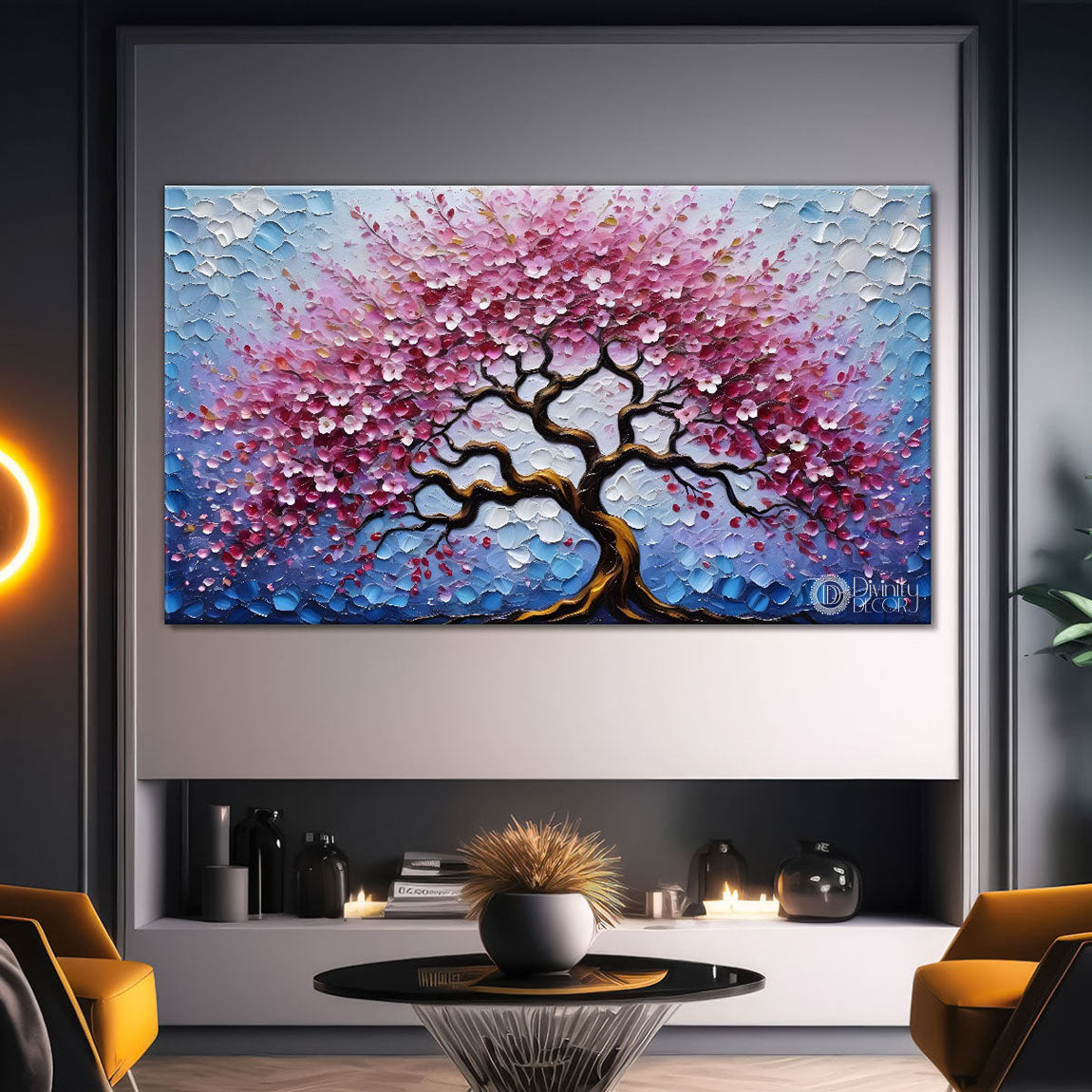Spring tree in textured modern art Canvas Painting - Design - Tree-39