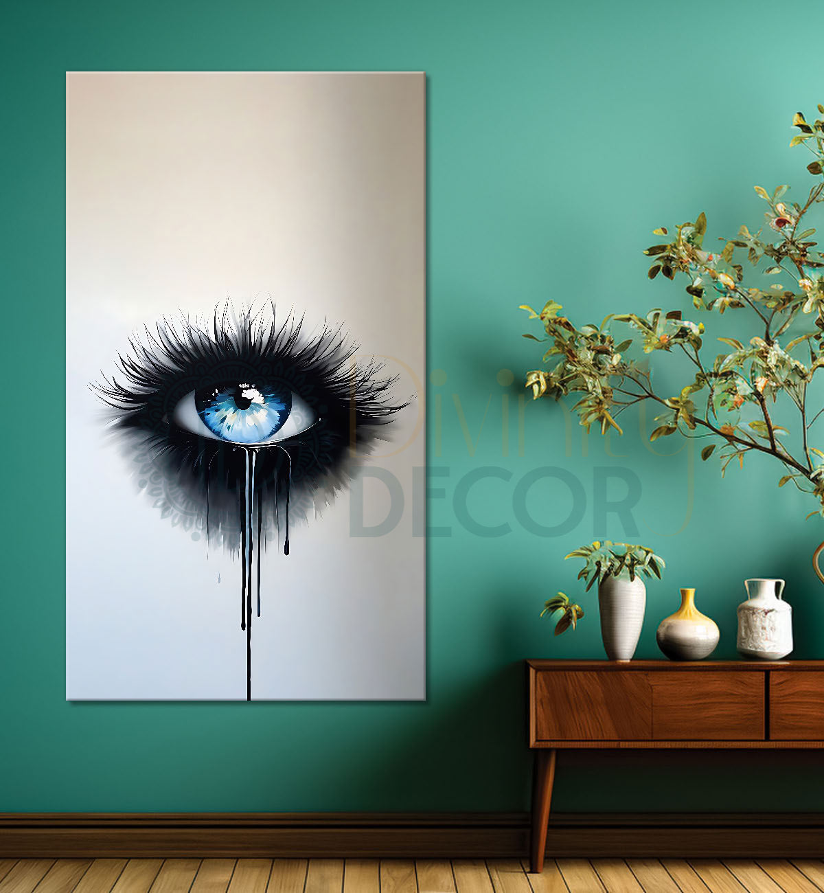 Blue eye with off white background Canvas Painting - Design - Modern-V-3