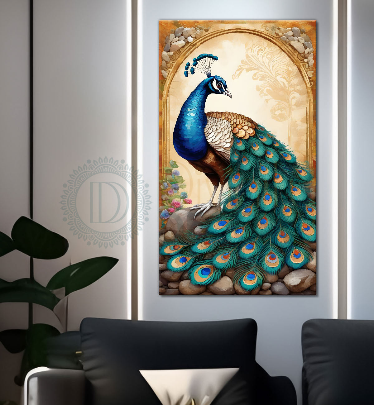 Peacock with light background modenr art  - Design - Peacock-V-3