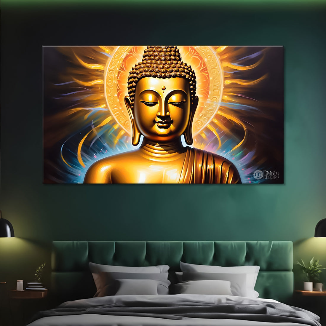 Golden buddha with yellow chakra painting Canvas Wall Painting - Buddha-40
