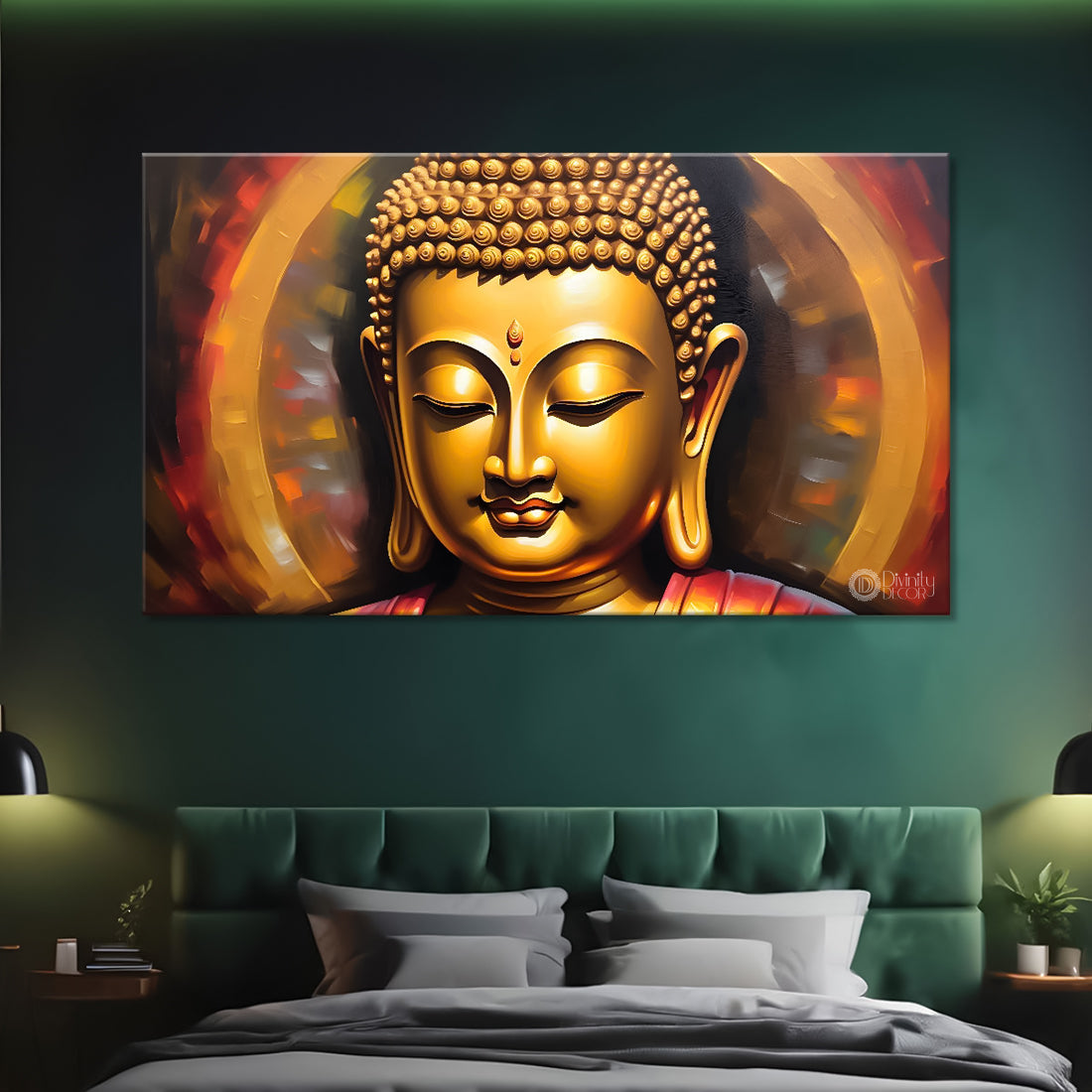 Golden buddha with yellow chakra painting Canvas Wall Painting - Buddha-41