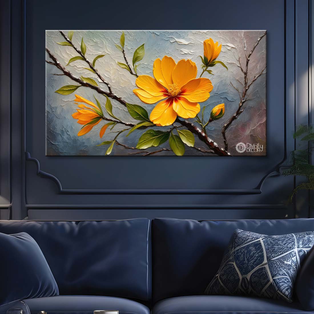 Yellow flowers textured painting- Design - Flower-41