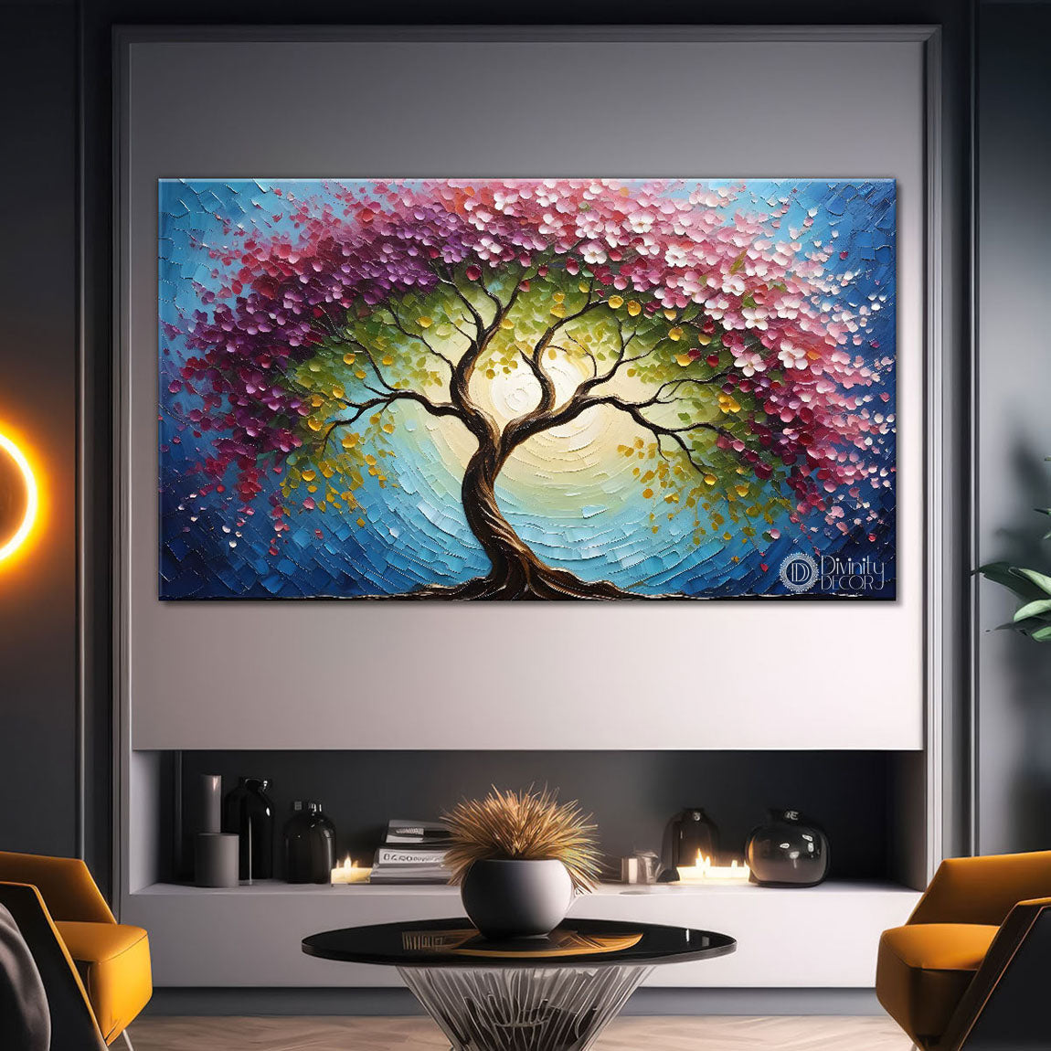 Spring tree in textured modern art Canvas Painting - Design - Tree-41