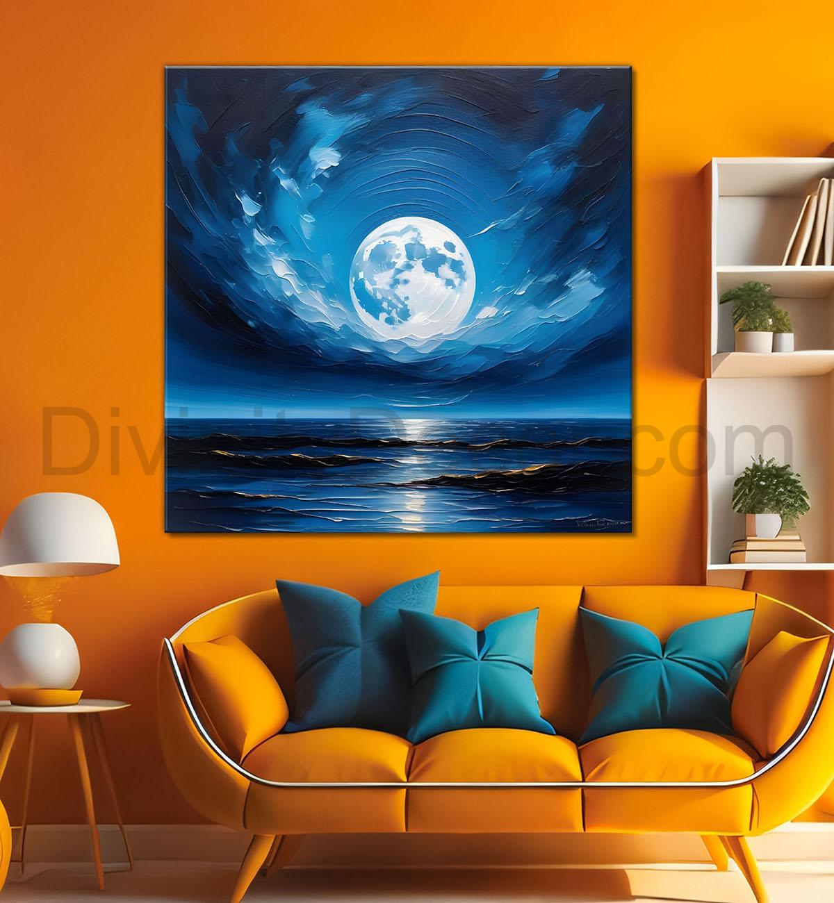 Sea and the moon painting Canvas Painting 24X24- Nature Art -S-42