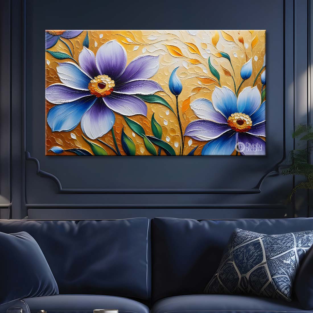 Purple flowers with light textured painting- Design - Flower-43