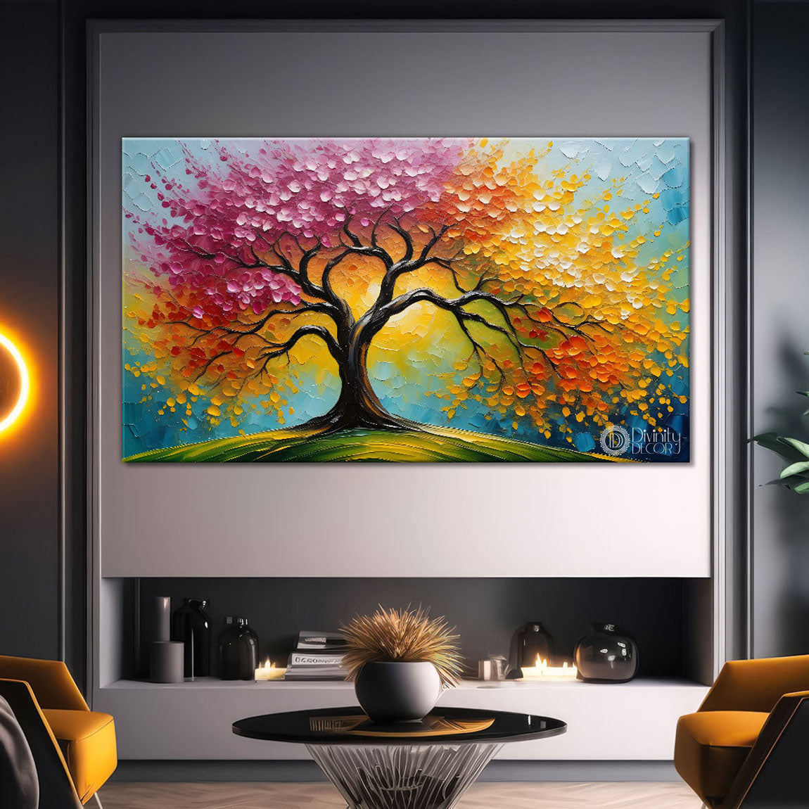 Spring tree in textured modern art Canvas Painting - Design - Tree-45