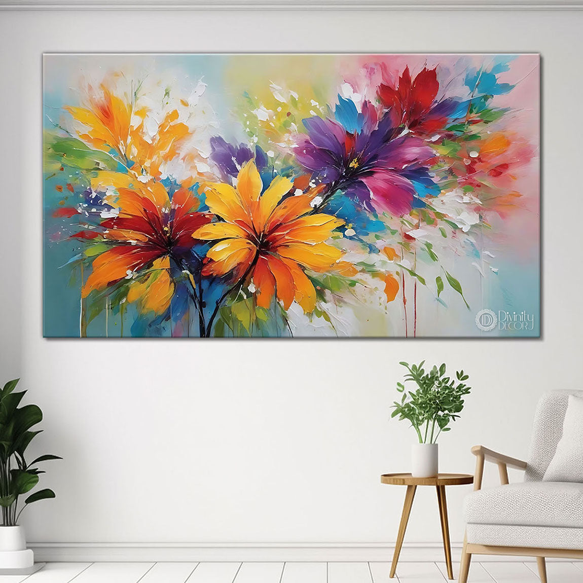 Colorful textured water color painting Canvas Painting - Nature Art -47