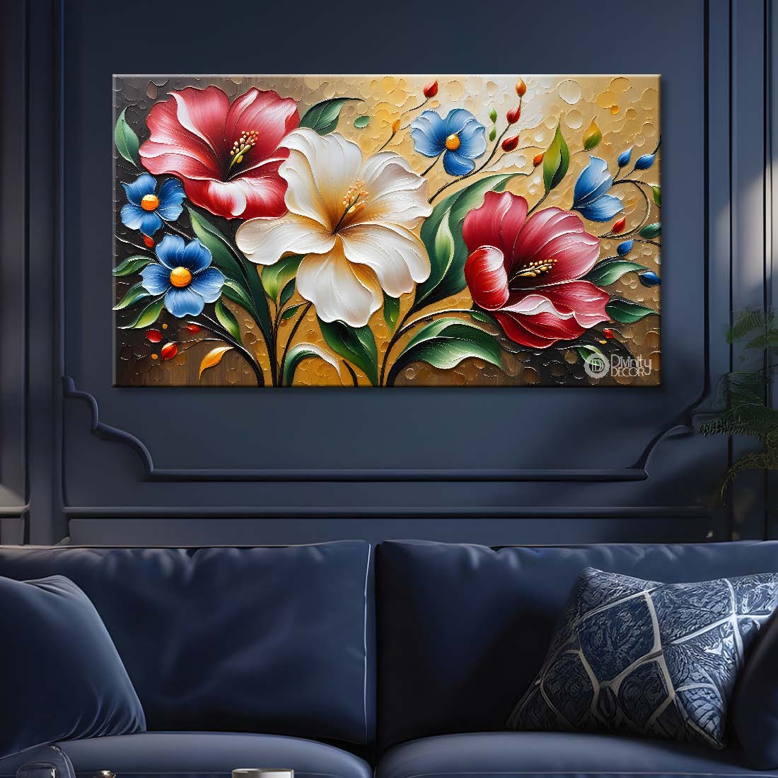 Colorful flowers with light textured painting- Design - Flower-48