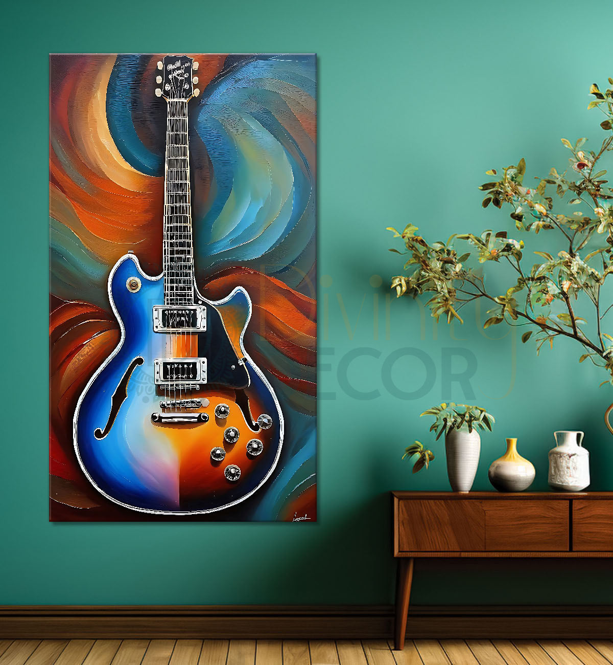 Colourful electric guitar painting Canvas Painting - Design - Modern-V-4