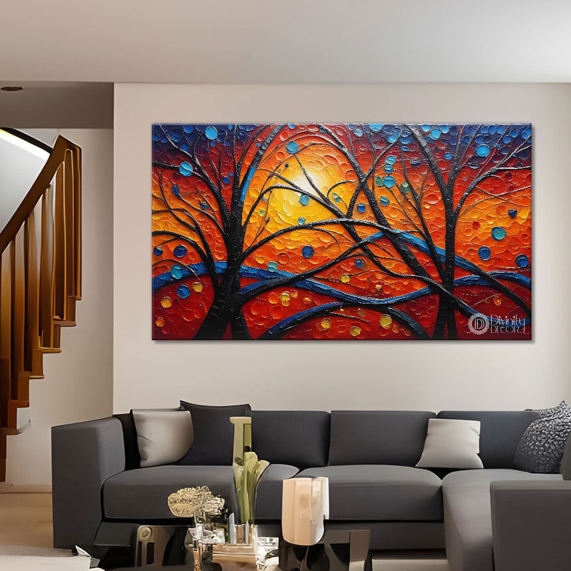 Textured tree modern art Canvas Painting - Design - Modern-L-50