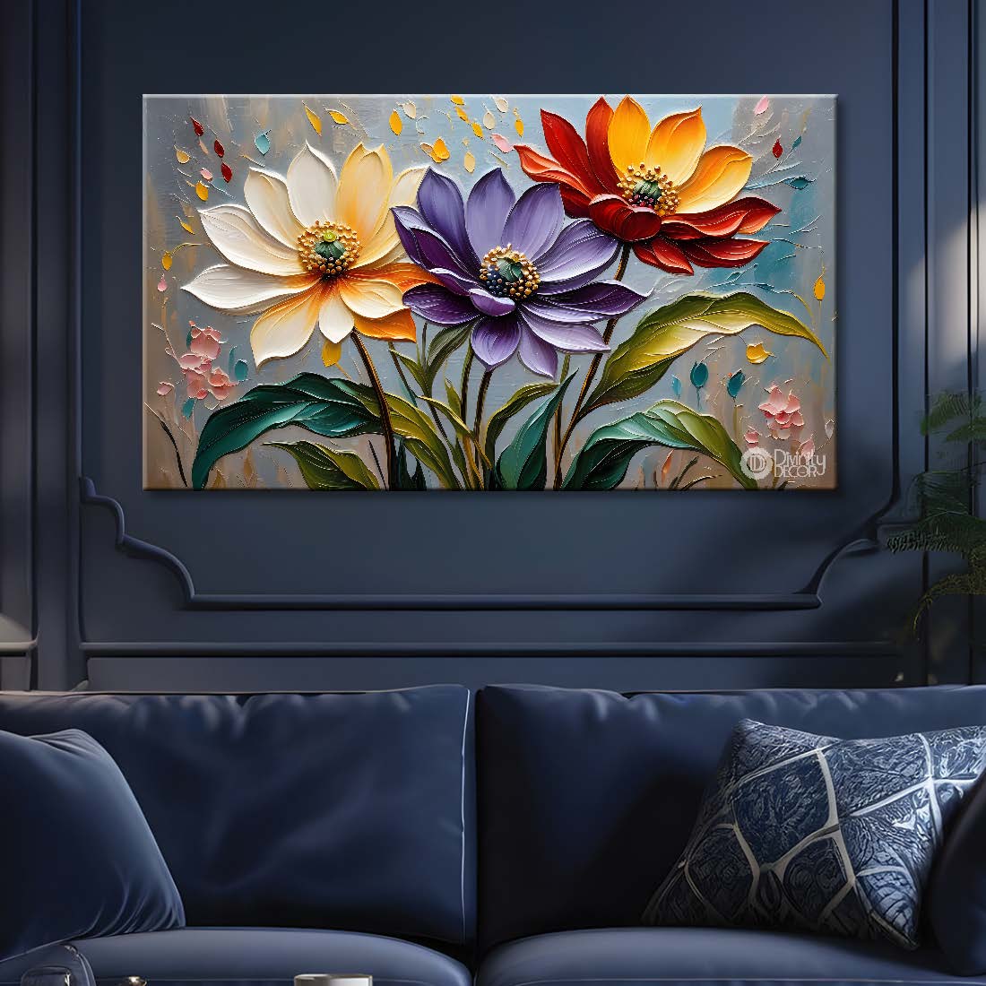 Colorful flowers with light textured painting- Design - Flower-51