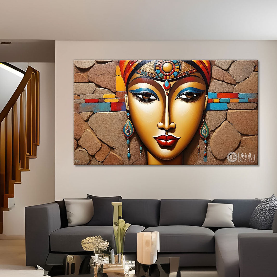 Tribal lady face art Canvas Painting - Design - Modern-L-51