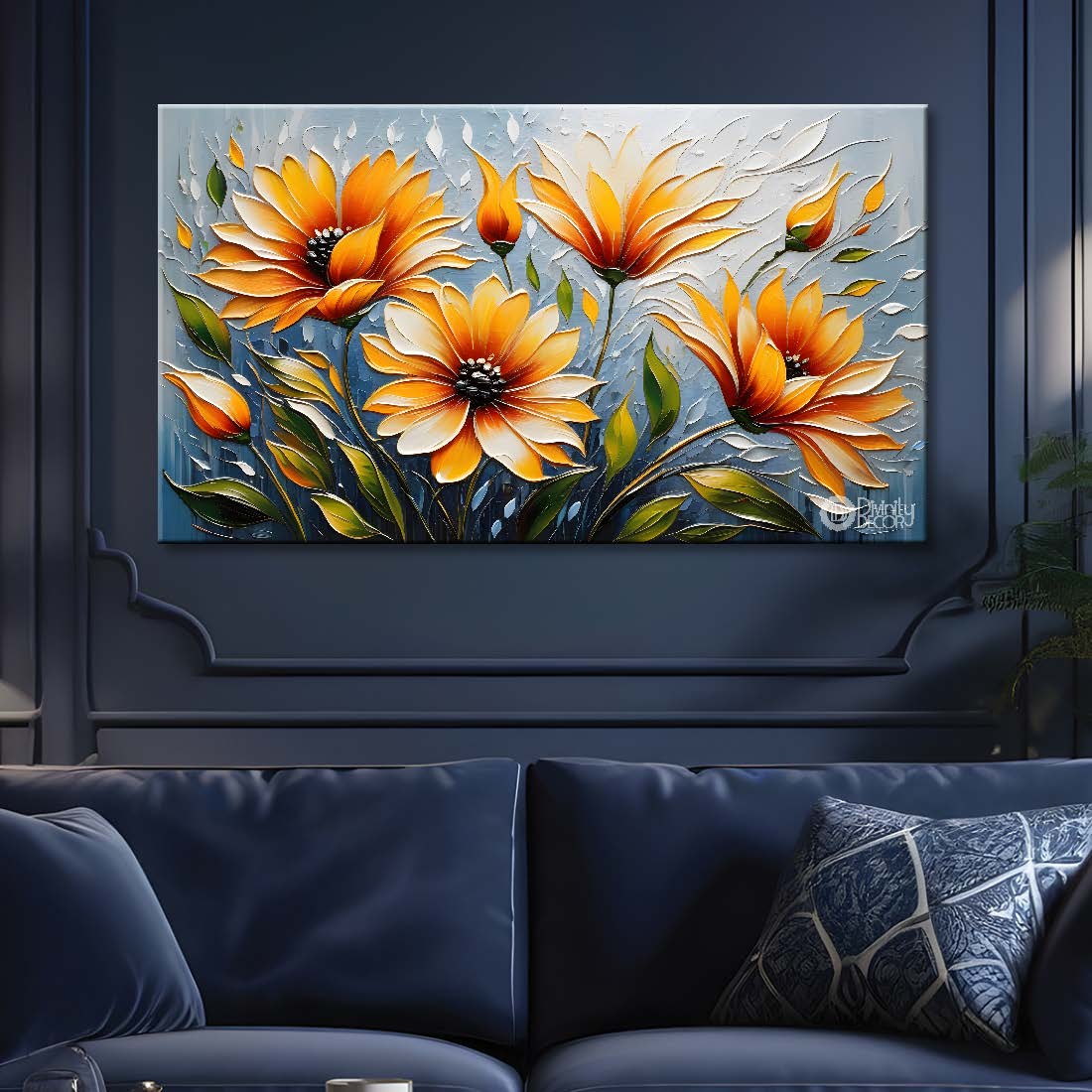 Yellow flowers with light textured painting- Design - Flower-52
