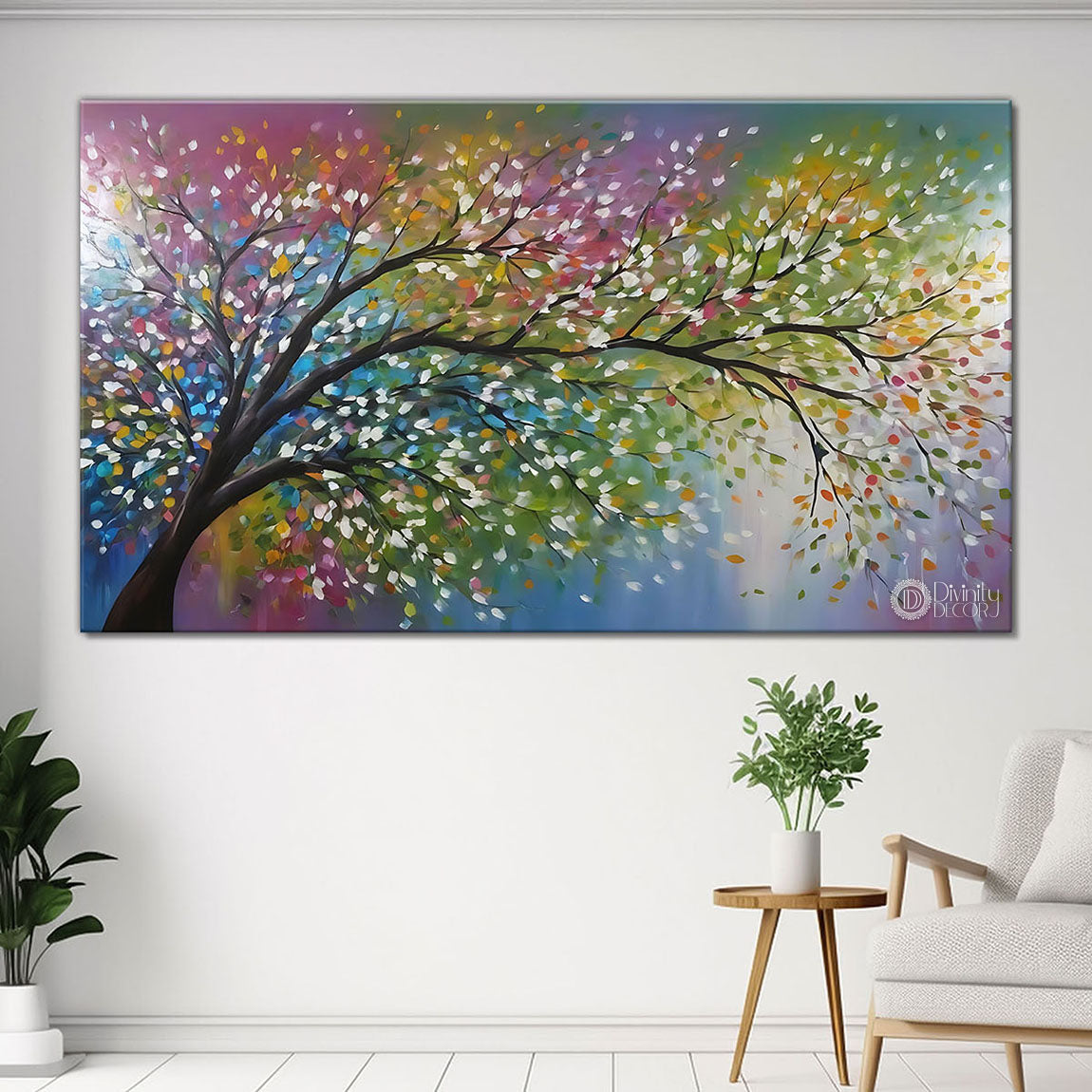 Colorful tree with textured natural art Canvas Painting - Nature Art -54